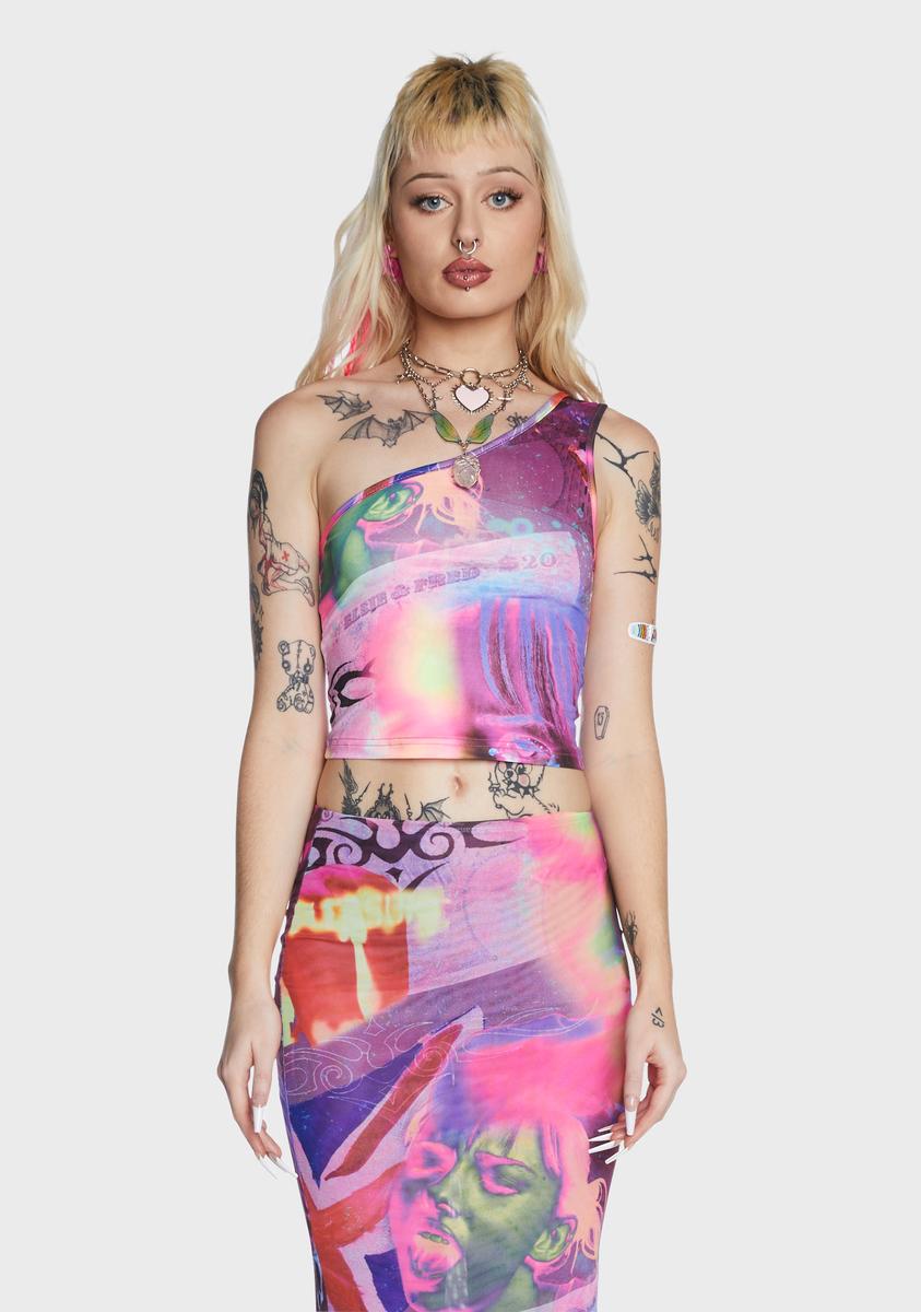 Pleasure Print Asymmetric Top Elsie & Fred,New Products : American Fashion Style Bags On Sale
