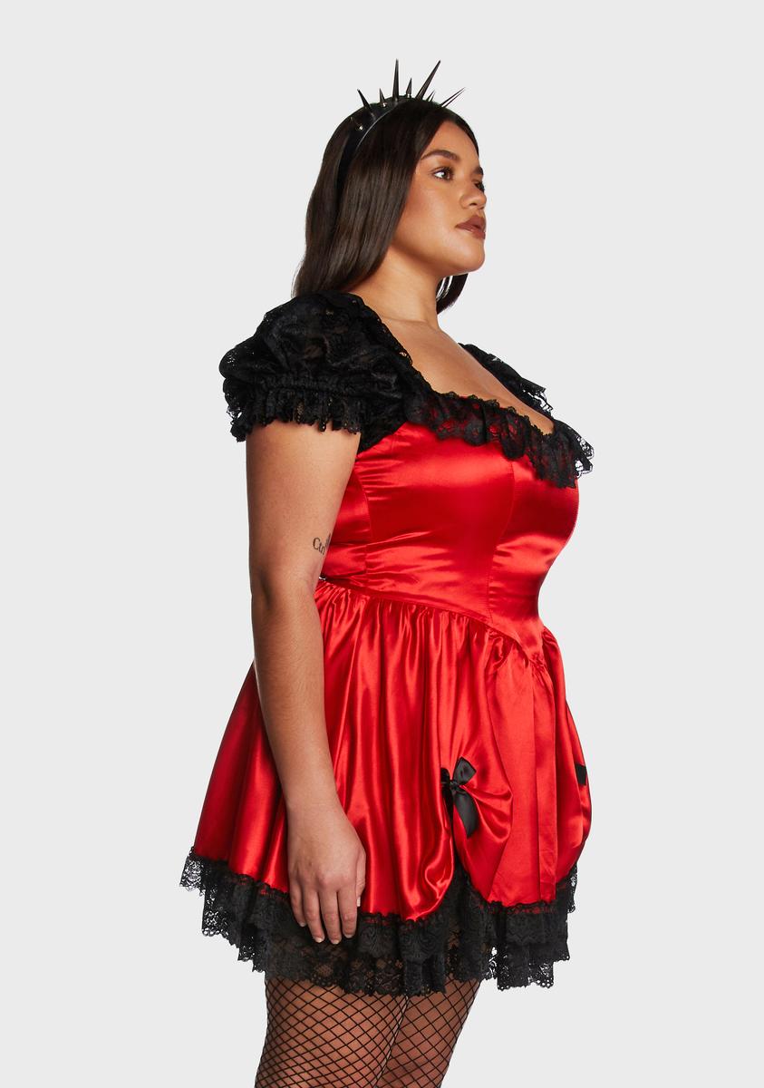 bad meets evil satin mini dress Current Mood Satin Lace Ruffle Mini Dress