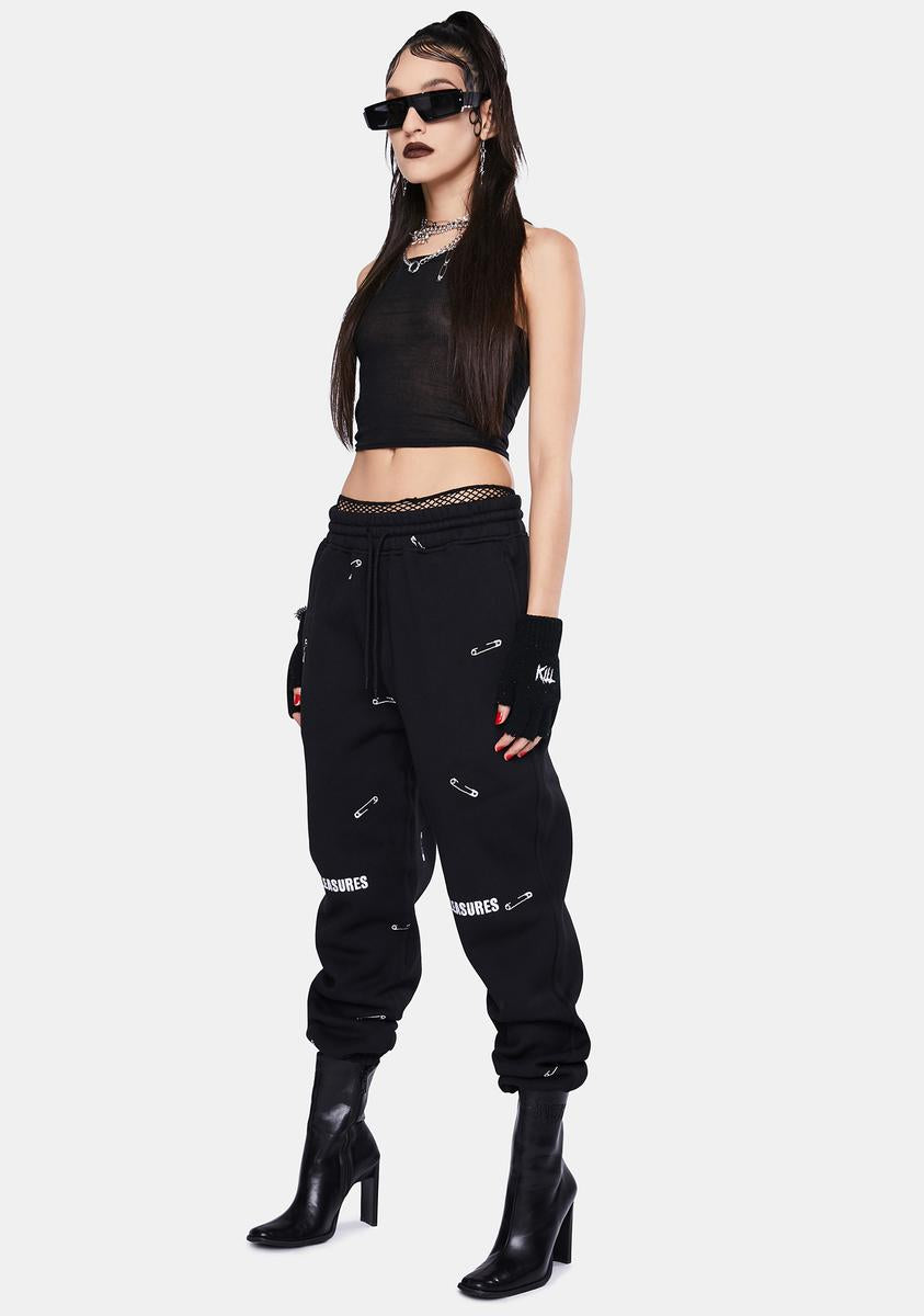 Pleasures Safety Pin Embroidered Sweatpants Dolls Kill