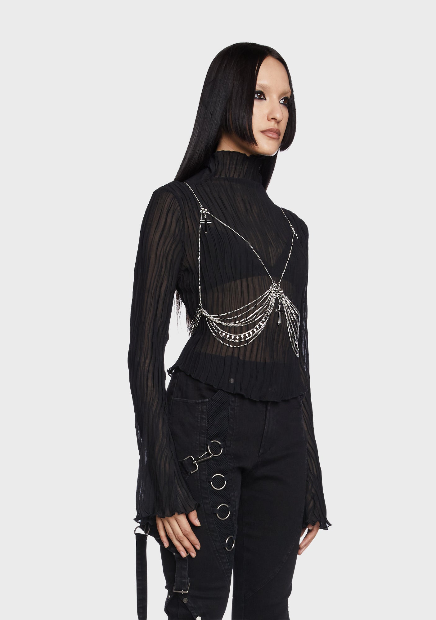 Punk Rave Chain Bra Harness - Silver – Dolls Kill