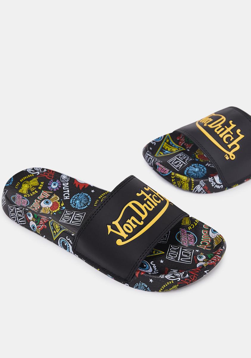 Von Dutch Black Jax Slides – Dolls Kill display picture 1