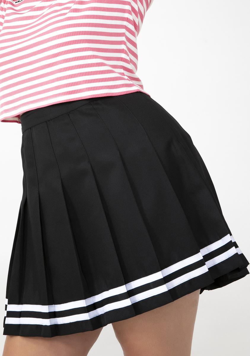 Plus Size Delias Pleated Skirt Mini Stripe Black – Dolls Kill