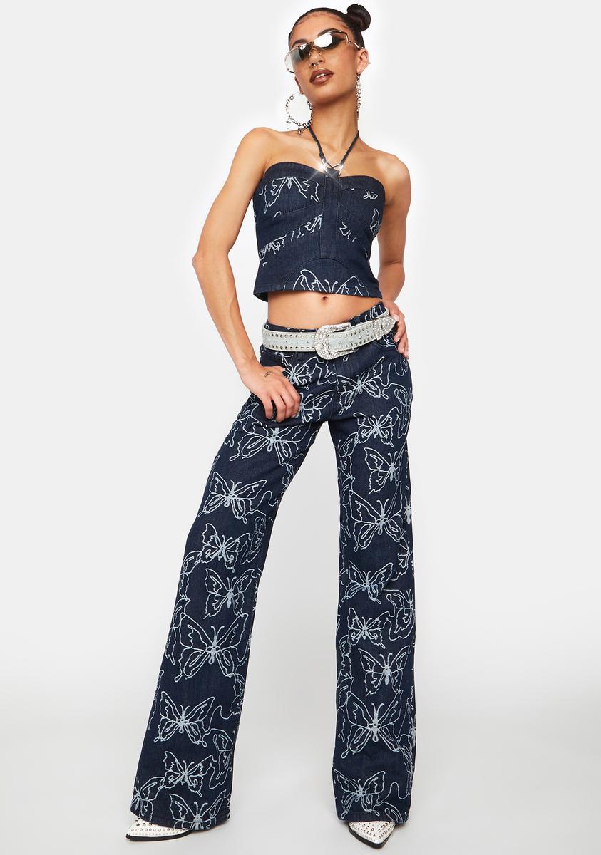 Jaded London Butterfly Denim Corset Top – Dolls Kill