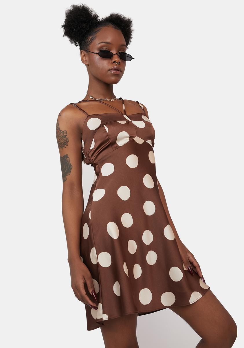Polka Dot Satin Strappy Back Cutout Smocked Mini Dress Dolls Kill Polka Dot Satin Strappy Back Cutout Smocked Mini Dress Dolls Kill
