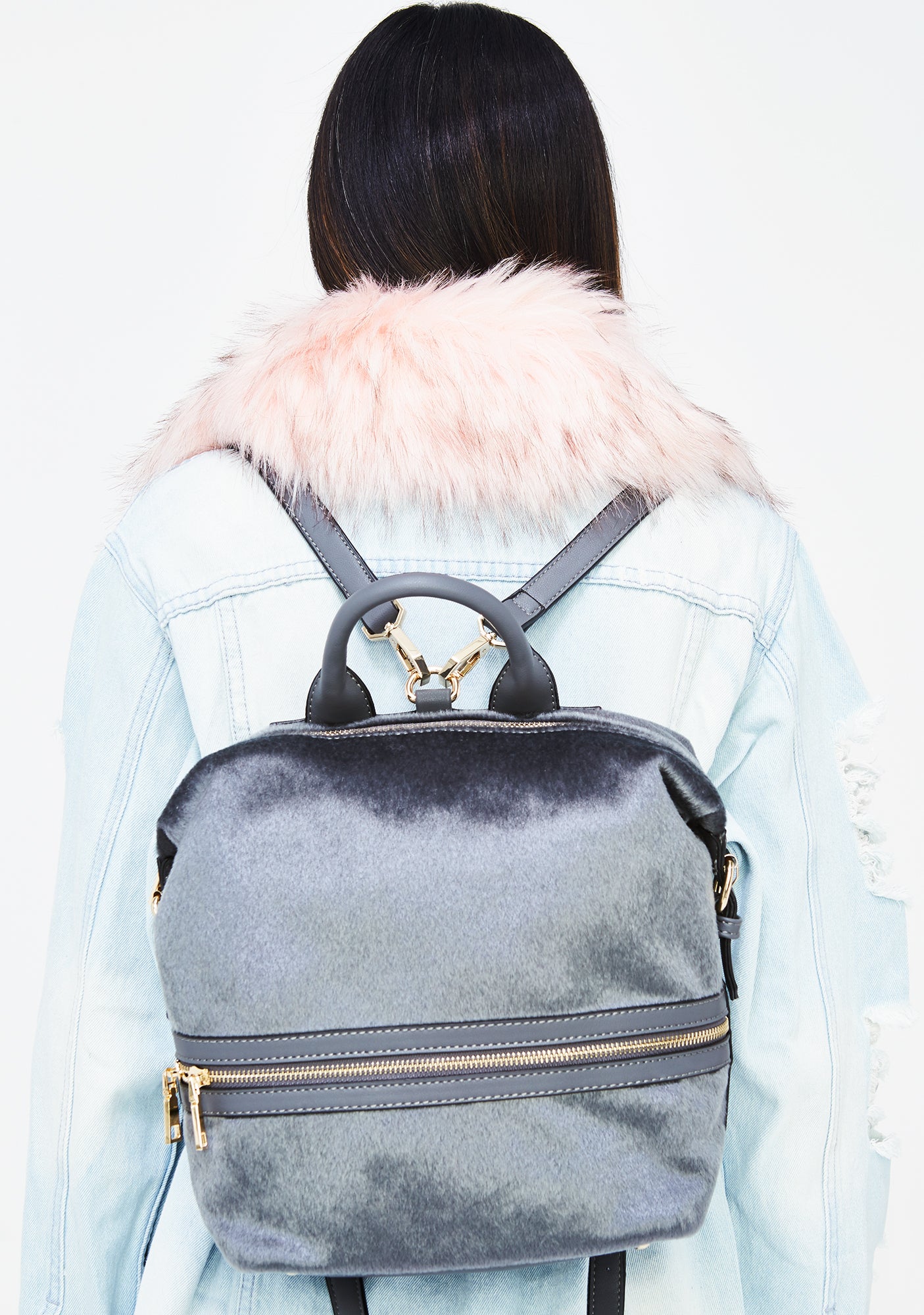 Fuzzy Zipper Backpack – Dolls Kill