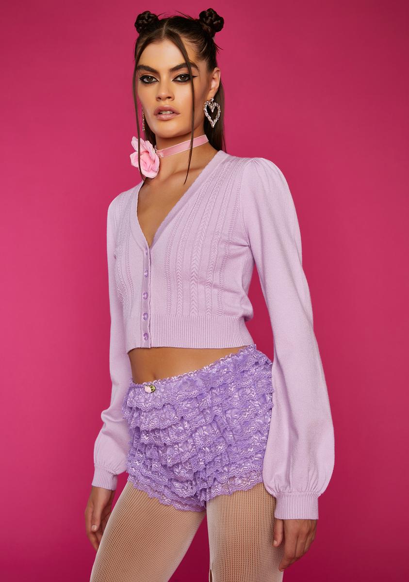 Sugar Thrillz Knit Cropped Cardigan - Light Purple – Dolls Kill