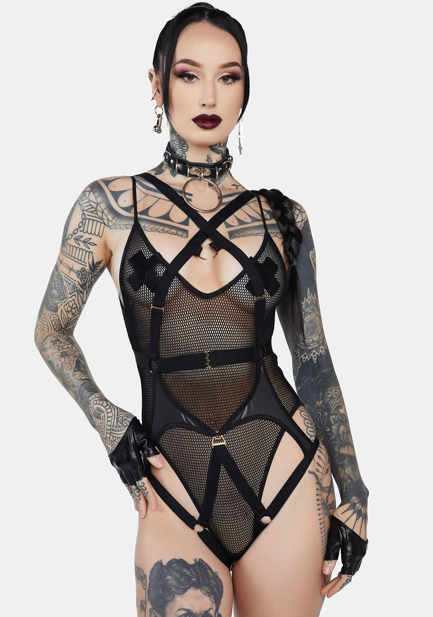 Acting Out Sheer Bodysuit & Harness Set,All Products : American Fashion Style Bags On Sale
