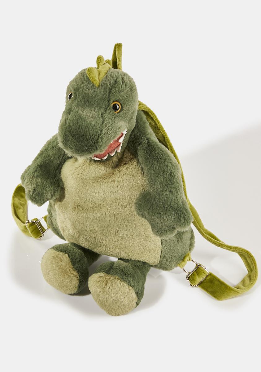 Mon Ami T-Rex Dinosaur Faux Fur Backpack - Green – Dolls Kill display picture 2