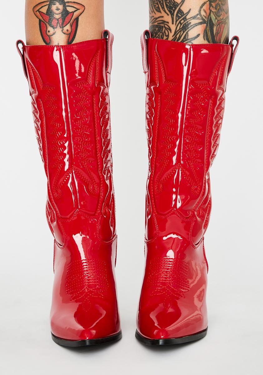 Red patent leather cowboy boots cheap