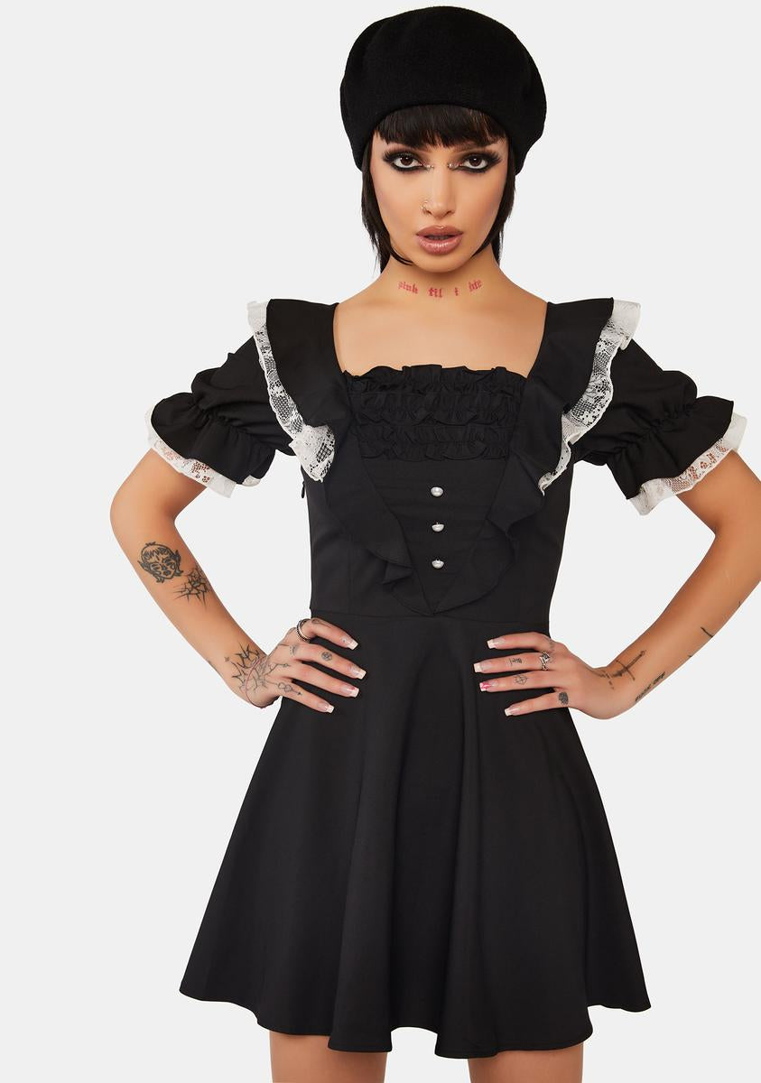Princess Contrast Ruffle Neckline Dress Dark In Love,New Products : American Fashion Style Bags On Sale Princess Contrast Ruffle Neckline Dress Dark In Love,New Products : American Fashion Style Bags On Sale