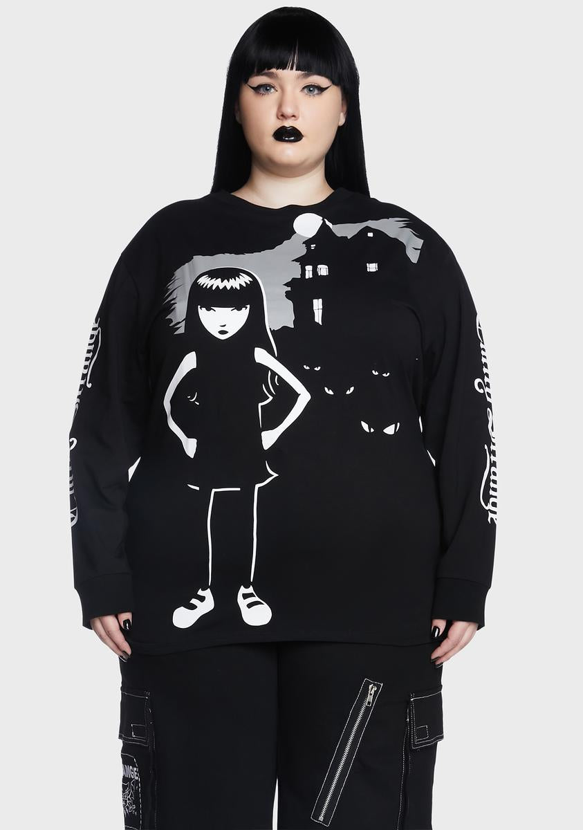 Plus Manic Moon-Day Long Sleeve Tee Dolls Kill x Emily The Strange,New Products : American Fashion Style Bags On Sale Plus Manic Moon-Day Long Sleeve Tee Dolls Kill x Emily The Strange,New Products : American Fashion Style Bags On Sale