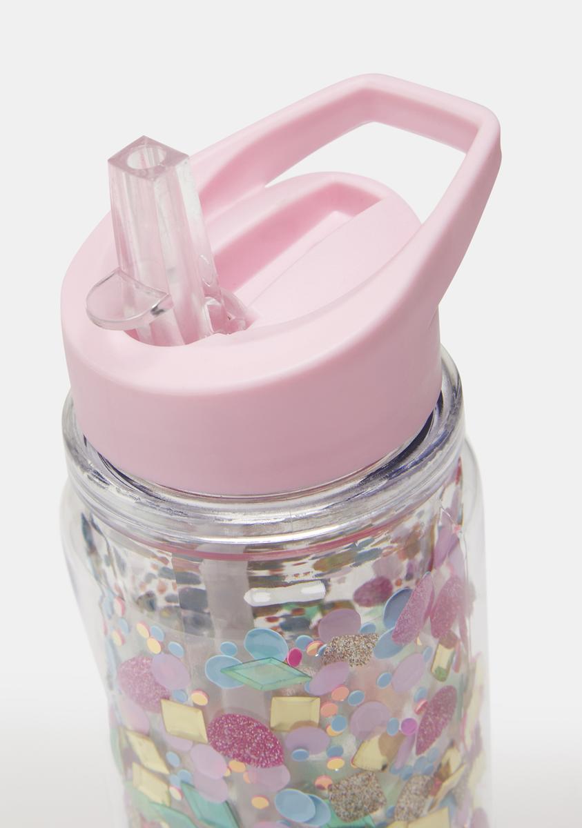 Packed Party Glitter Confetti Insulated Water Bottle Light Pink