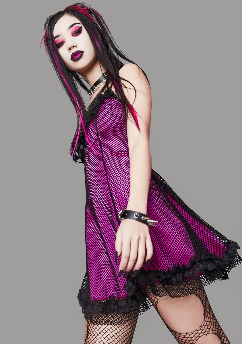 Widow Sheer Fishnet Slip Dress