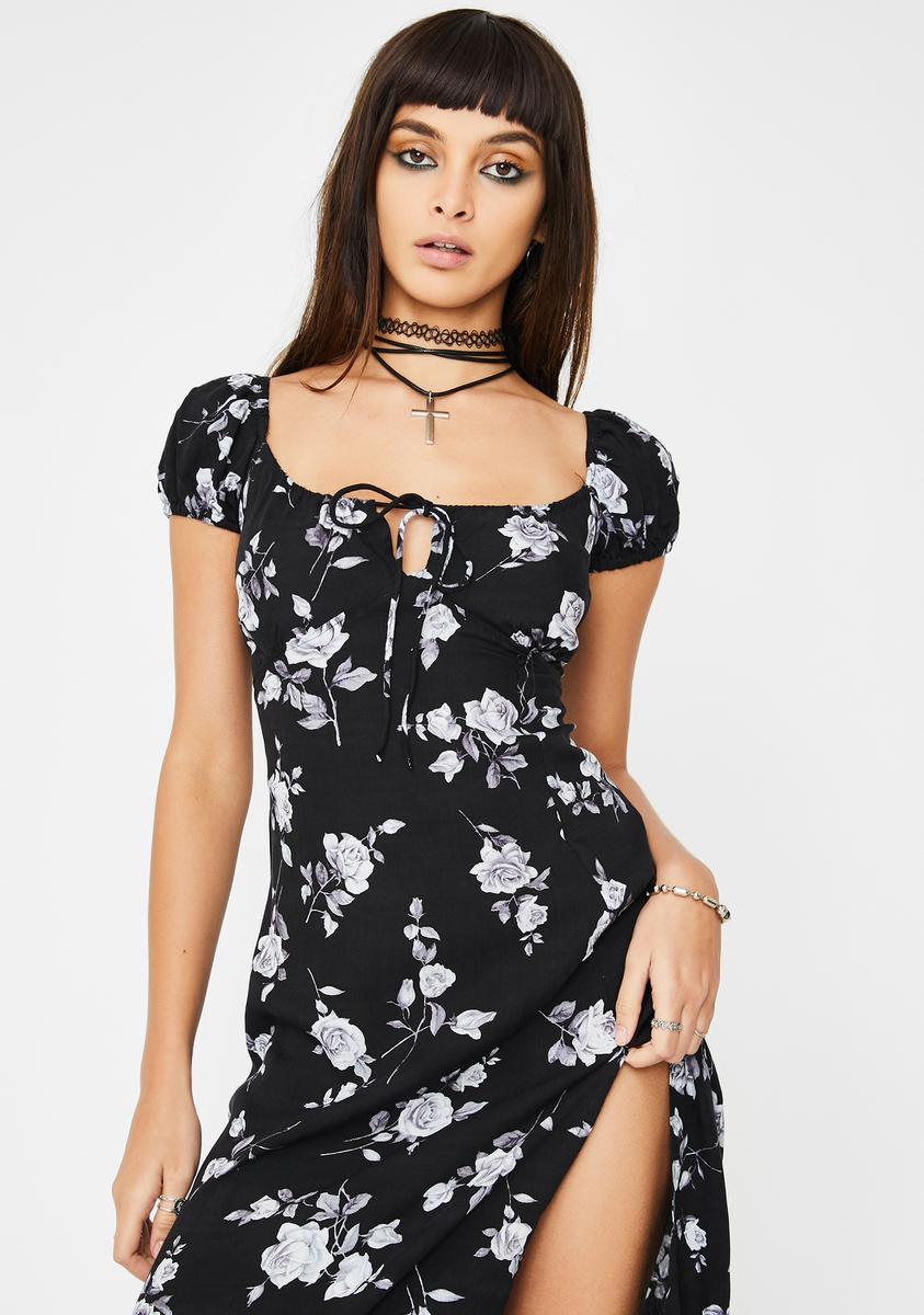 Motel Black Rose Milla Midi Dress – Dolls Kill