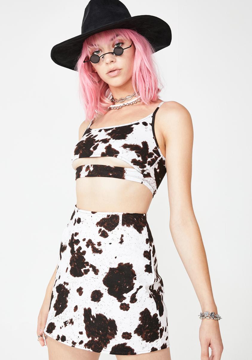 Cow Hide Pelmo Mini Skirt