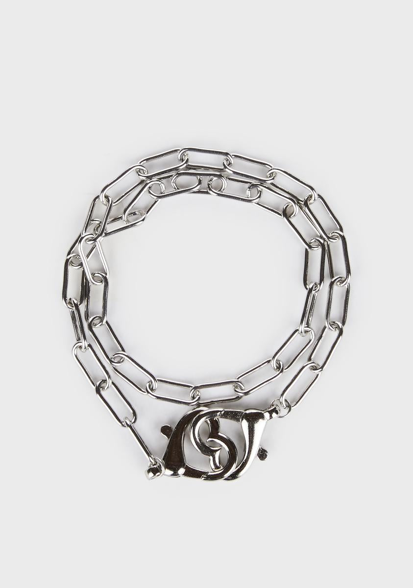 Heart Cuff Clasp Chain Necklace - Silver – Dolls Kill