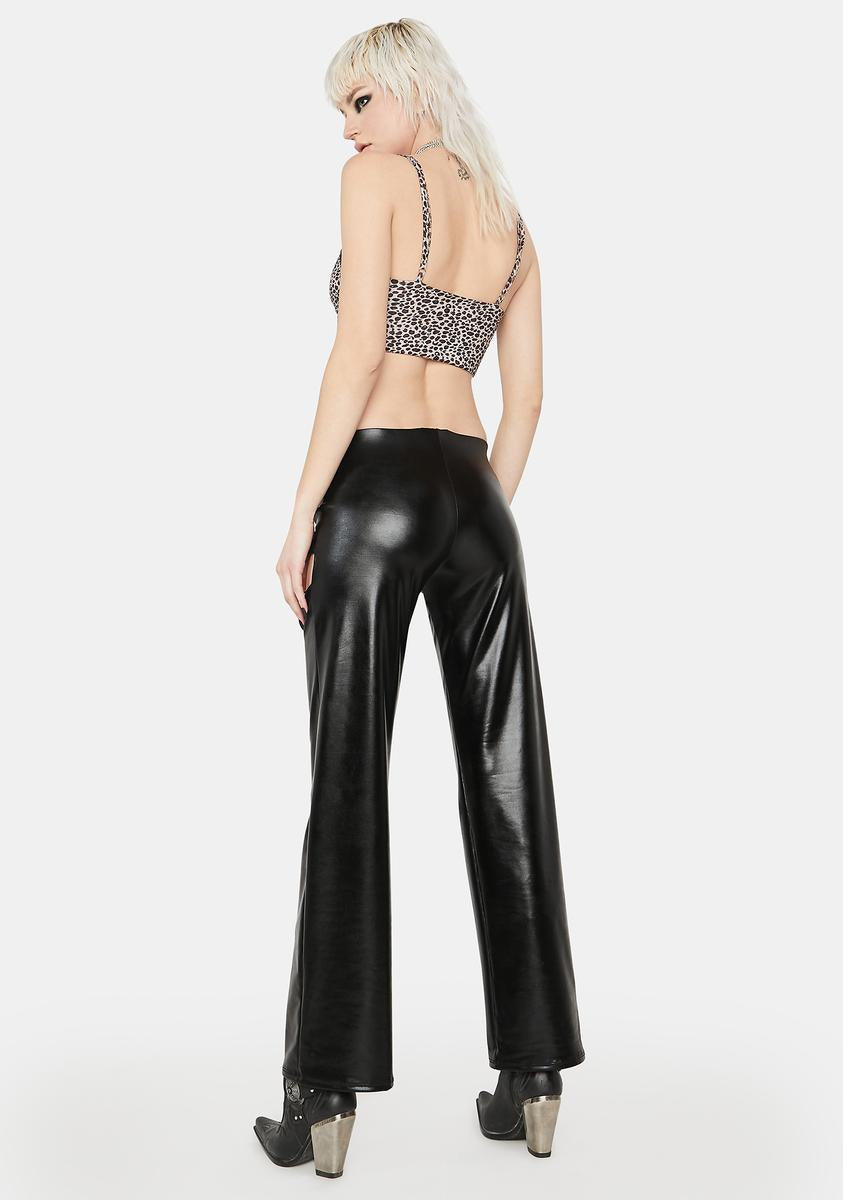 Cut Out Waist Straight Leg PU Leather Pants  SHEIN IN