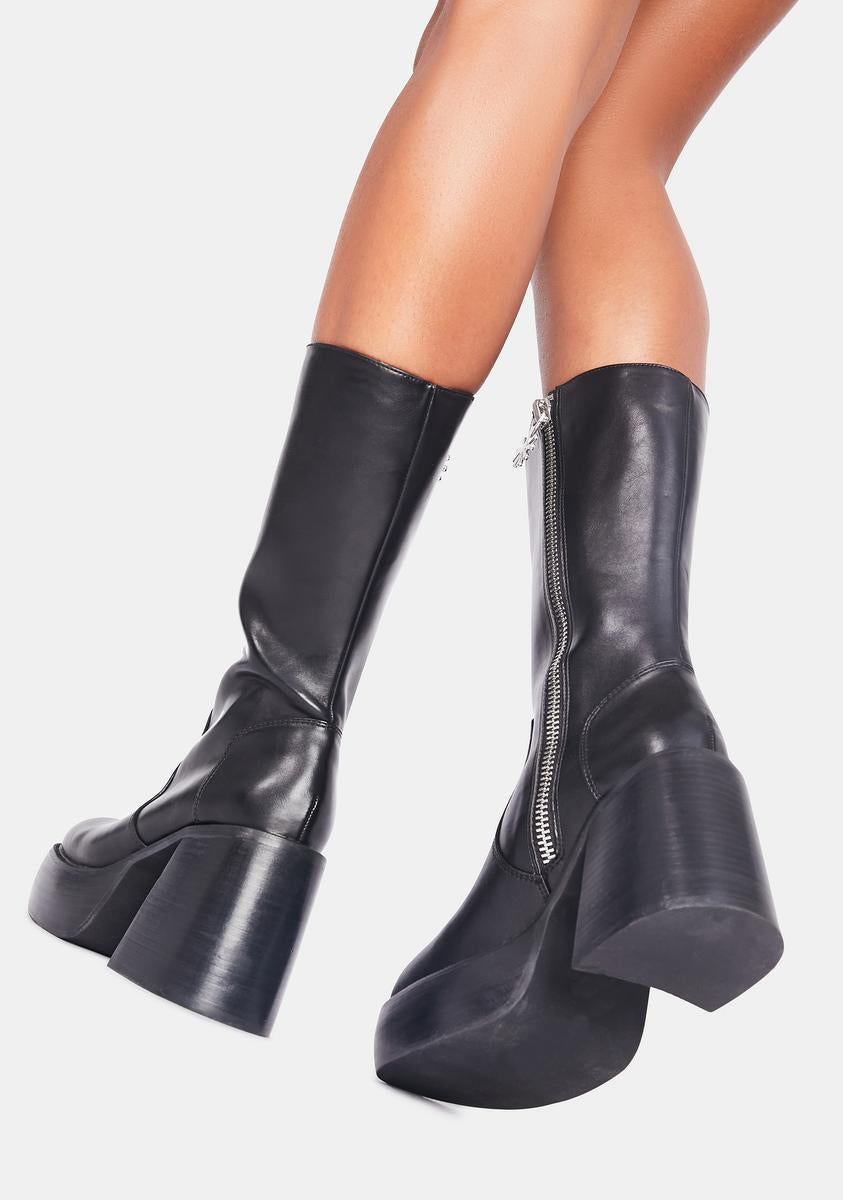 Delia's By Dolls Kill Platform Knee High Faux Leather Boots