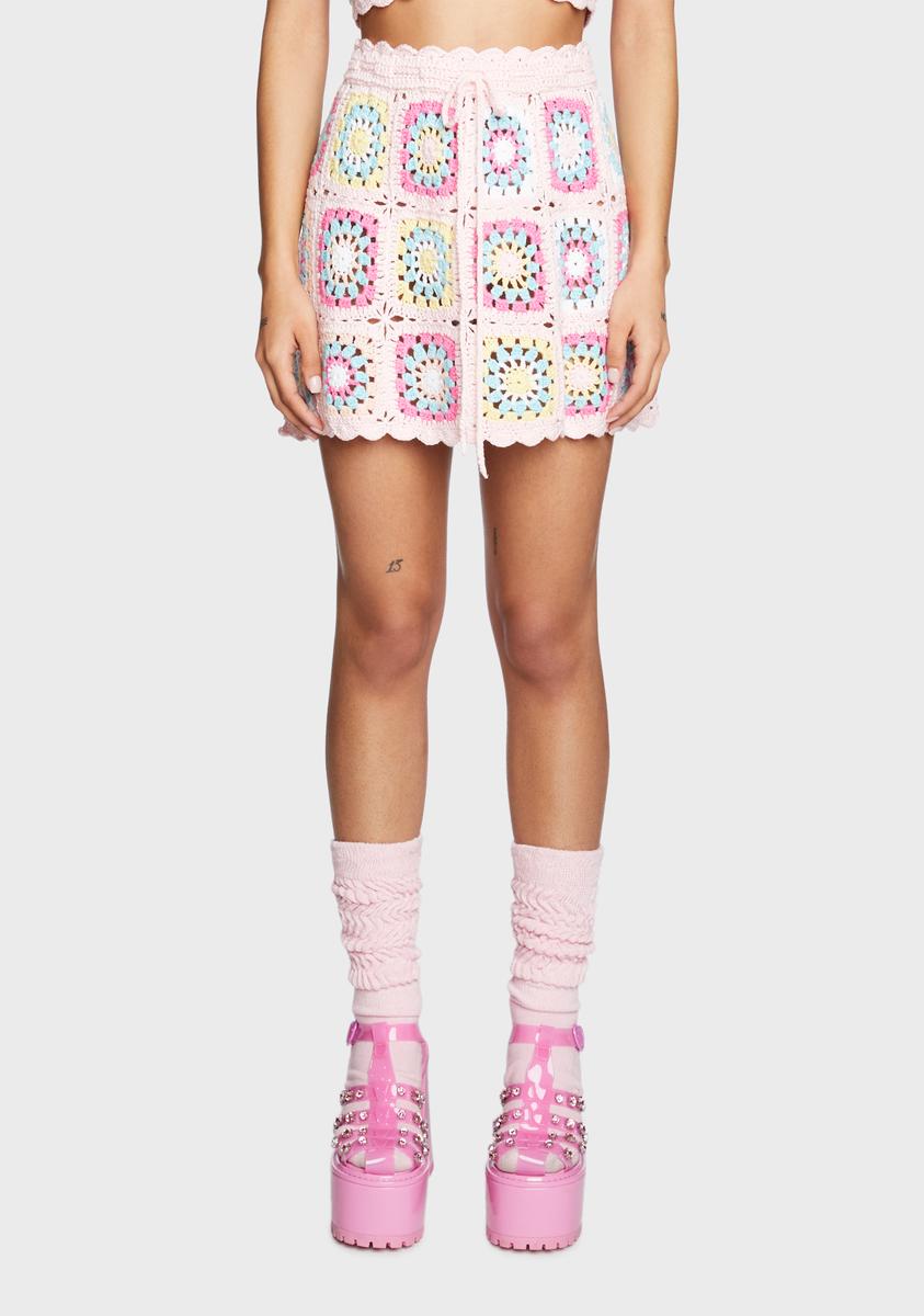 Sugar Thrillz Crochet High Waisted Mini Skirt - Multi – Dolls Kill