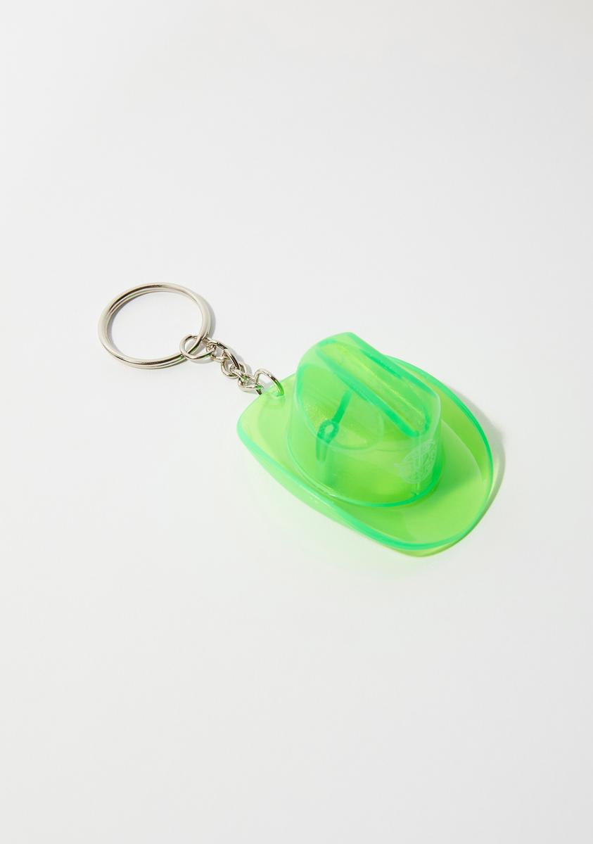 Neon Cowboys Green Glow In The Dark Cowboy Hat Bottle Opener Keychain