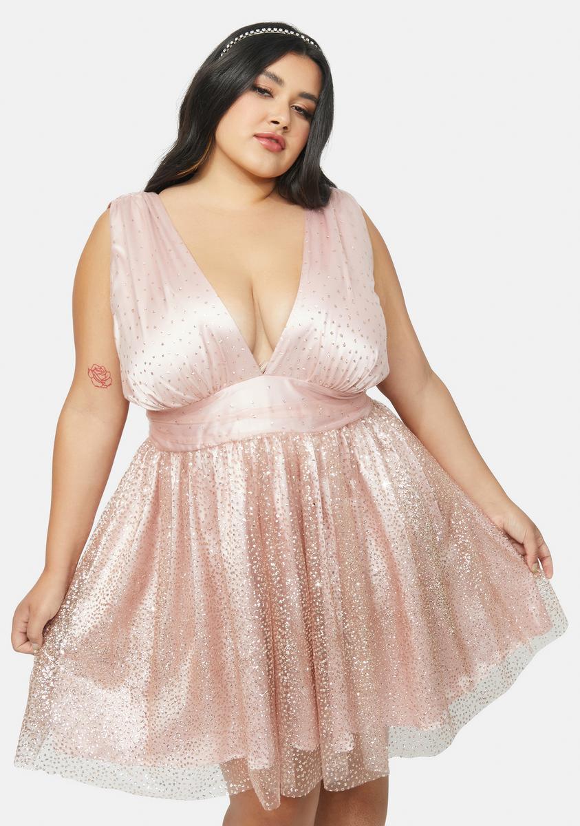 Plus Size Sugar Thrillz Sparkle Tulle Sash Mini Dress