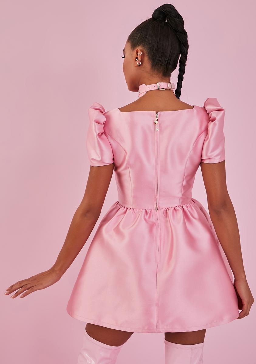 dolls kill pink satin dress Darling Pushing It Midi Dress