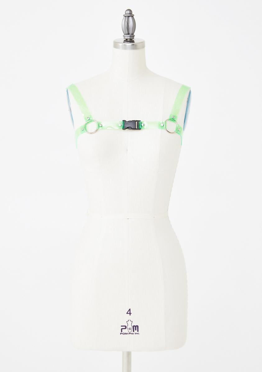 Neon Green PVC Buckle Harness – Dolls Kill