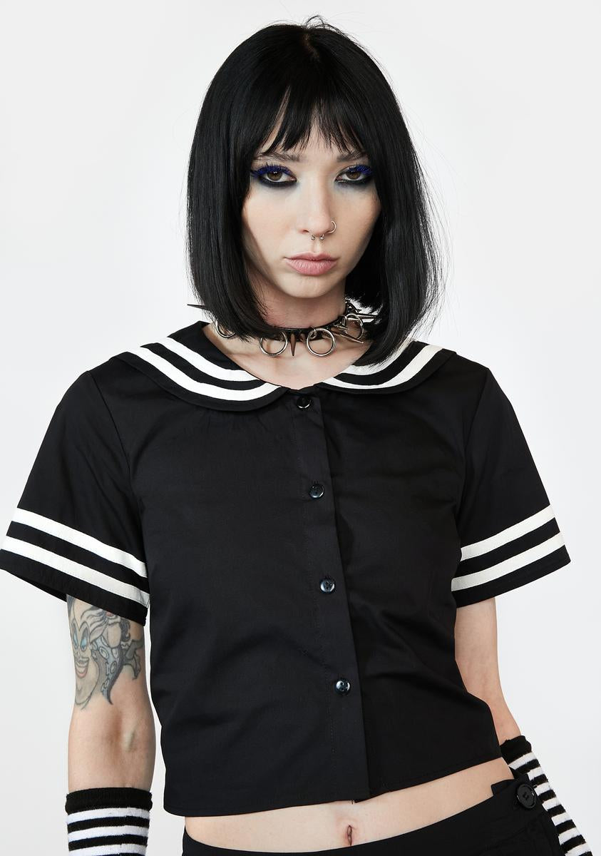 Black Friday Sailor Collard Blouse - Black – Dolls Kill