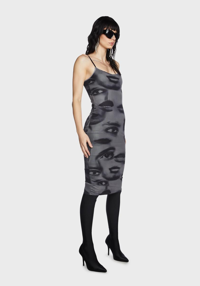 Edikted Mesh Graphic Print Midi Dress  Dolls Kill