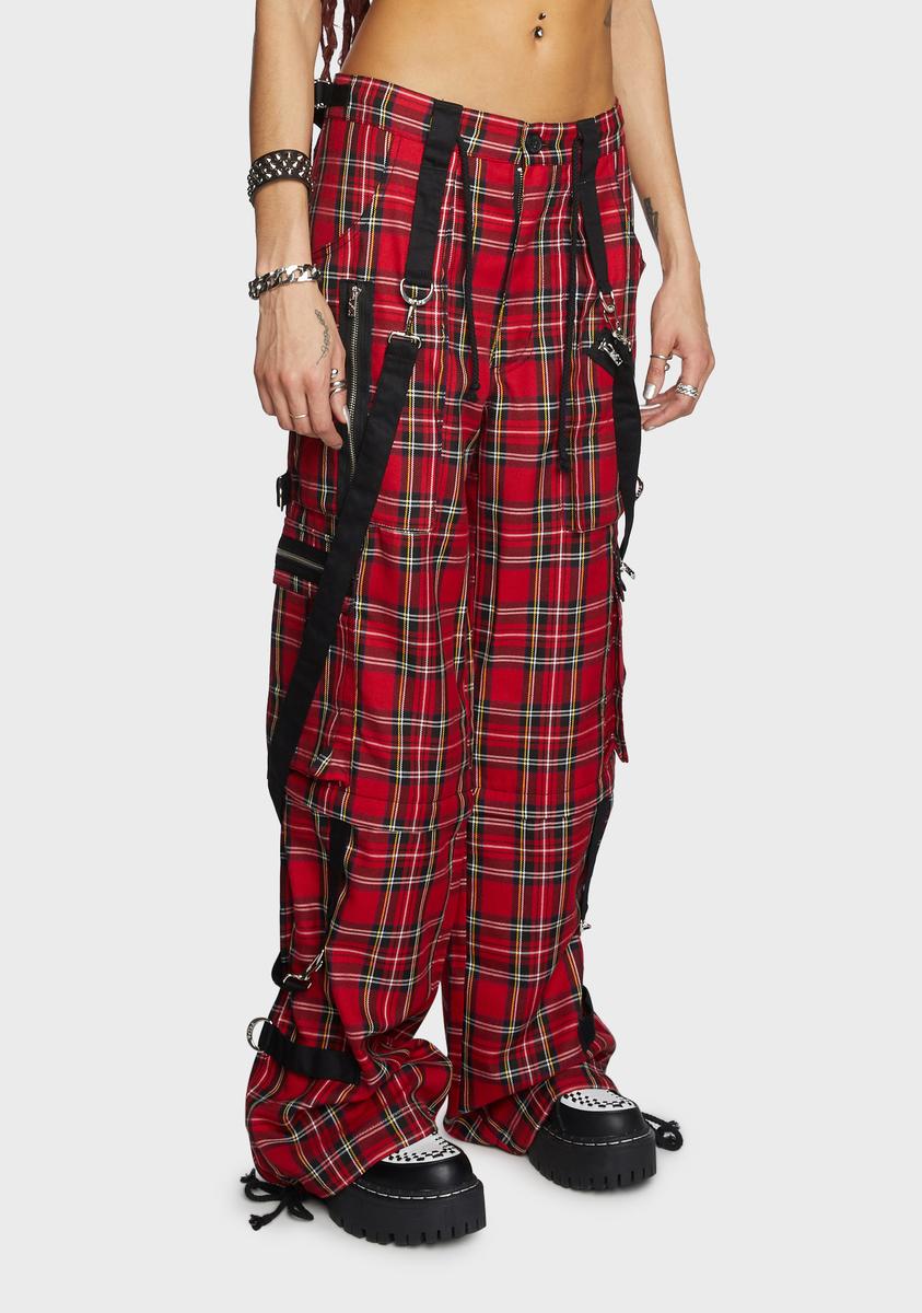 Tripp NYC Strappy Wide Leg Plaid Pants - Red – Dolls Kill Tripp NYC Strappy Wide Leg Plaid Pants - Red – Dolls Kill