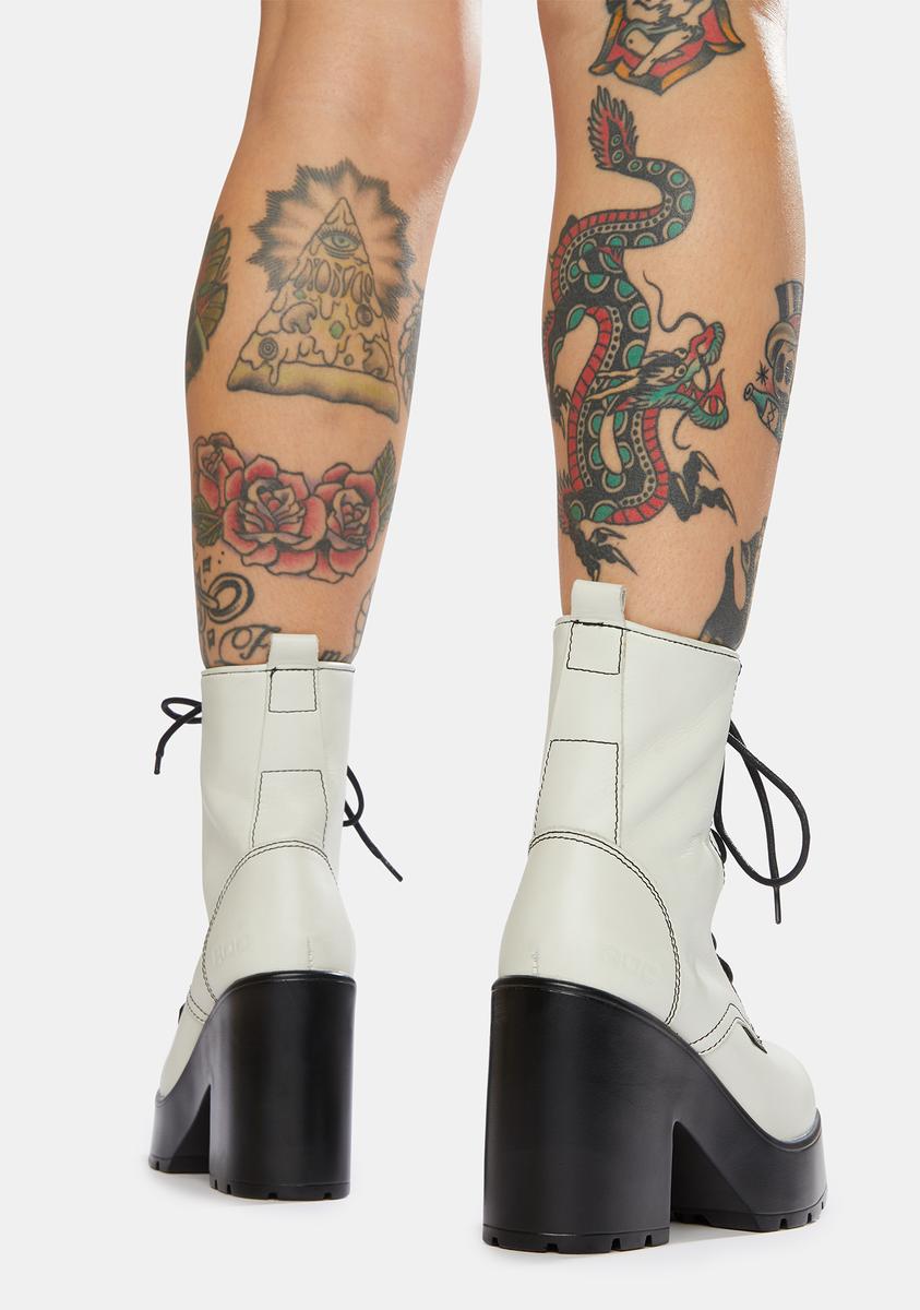 ROC Boots Australia Mascot White Leather Combat Boots Dolls Kill