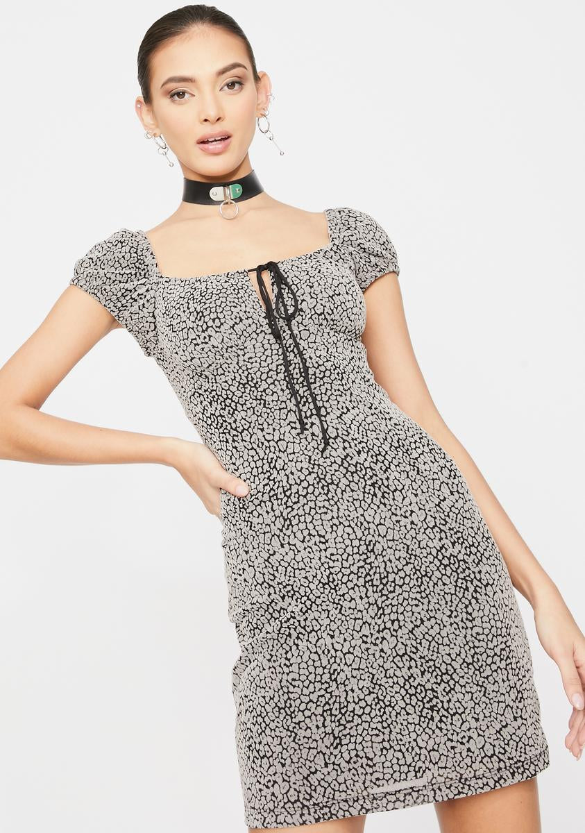 Grey Ditsy Leopard Gala Dress – Dolls Kill