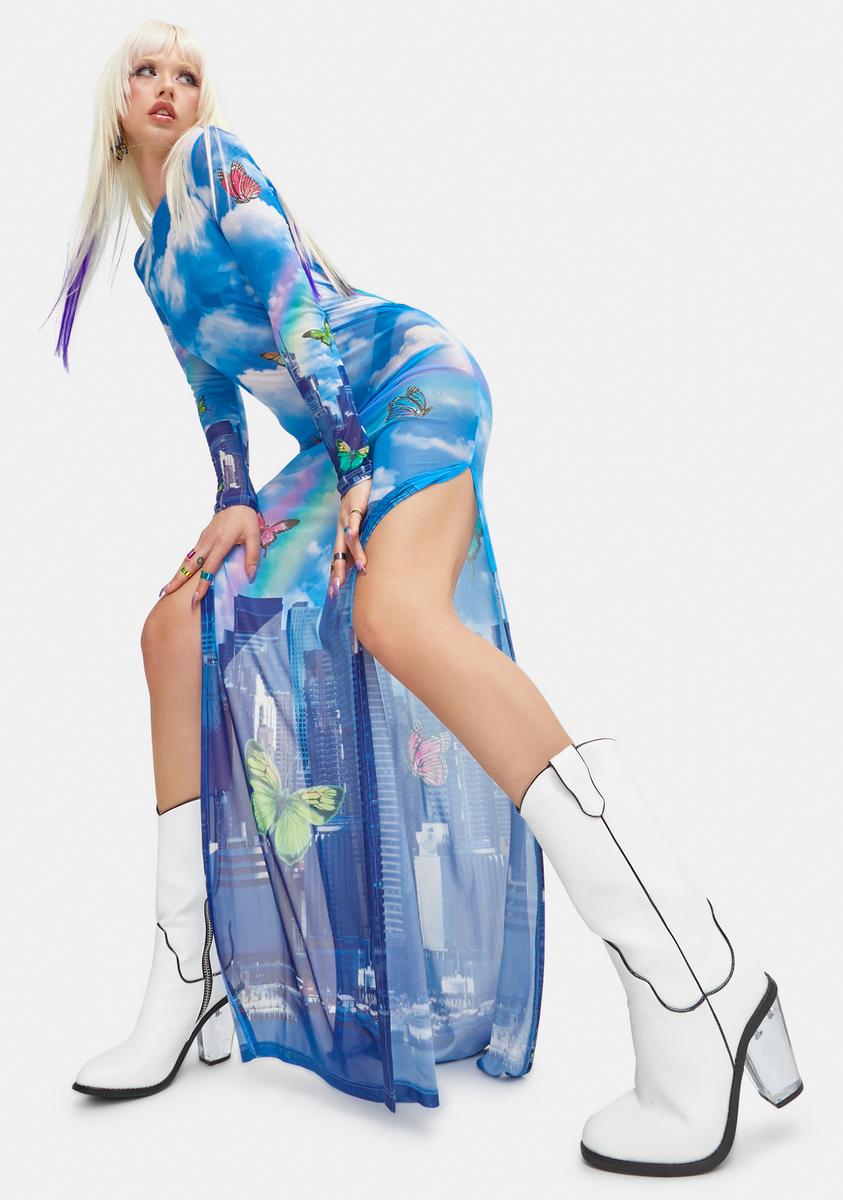 Current Mood City & Cloud Print Mesh Maxi Dress Dolls Kill Current Mood City & Cloud Print Mesh Maxi Dress Dolls Kill