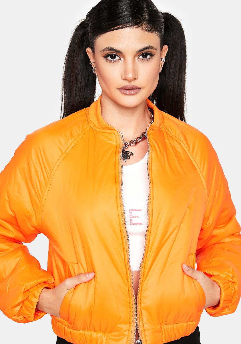 Cropped Zipper Bomber Jacket - Orange – Dolls Kill