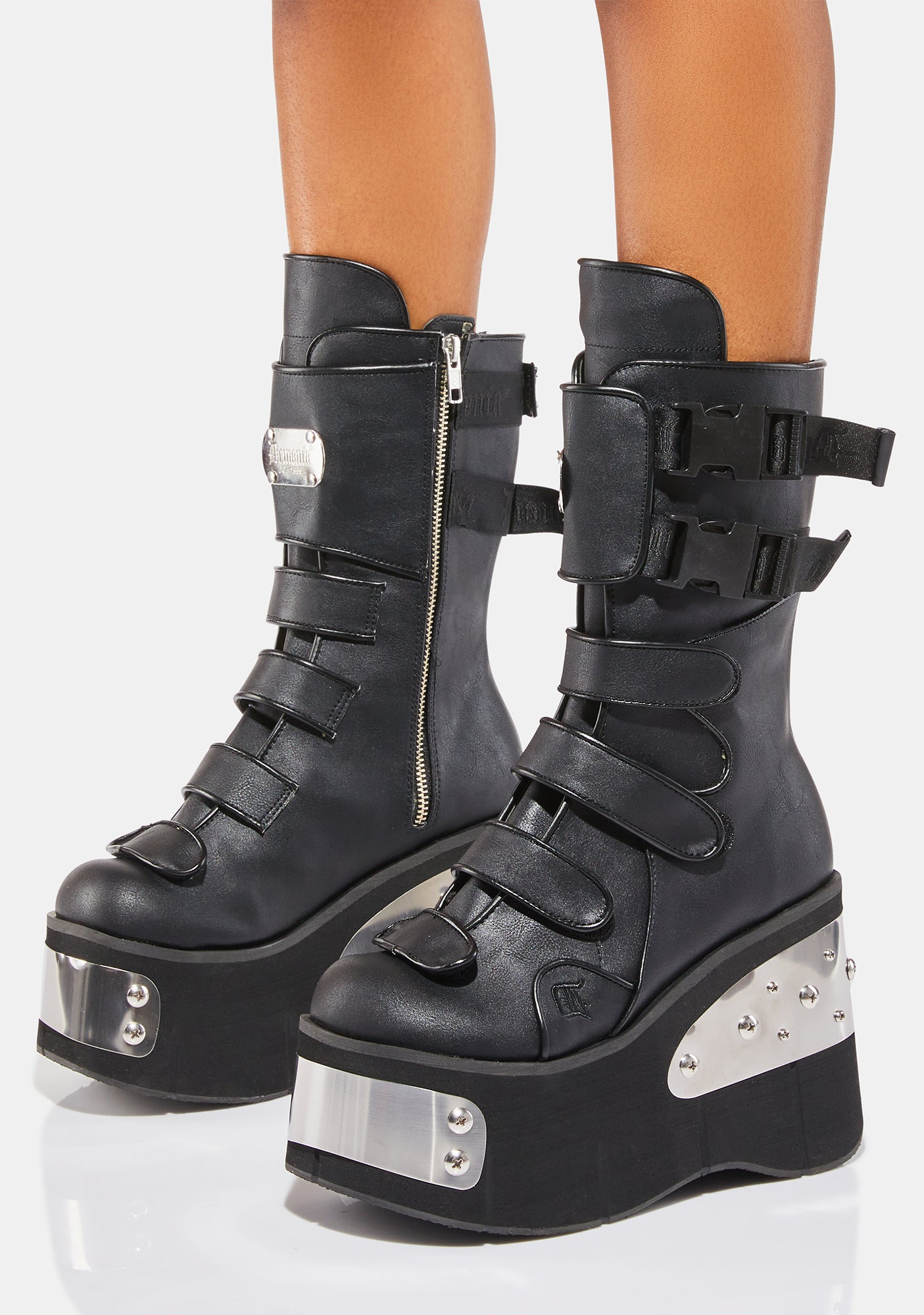 Demonia Kera-108 Boots - Black Vegan Leather – Dolls Kill