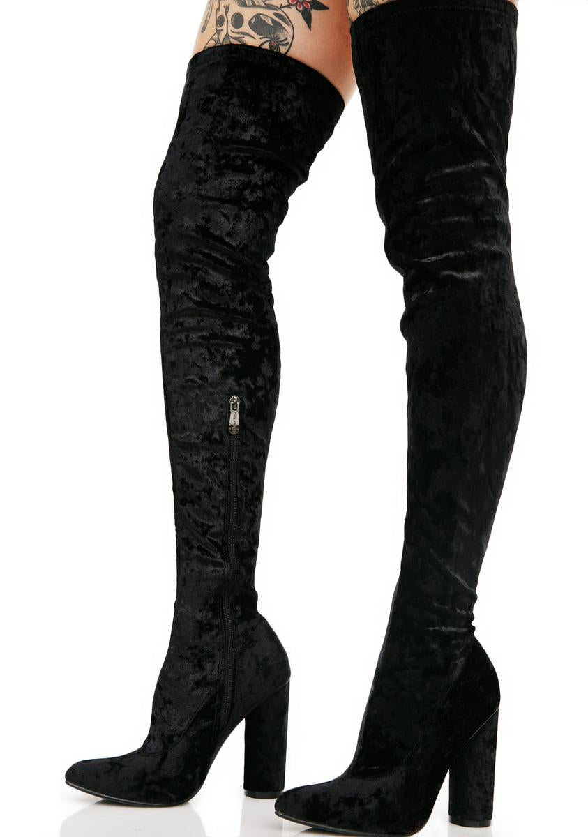 Grey velvet thigh high boots clearance