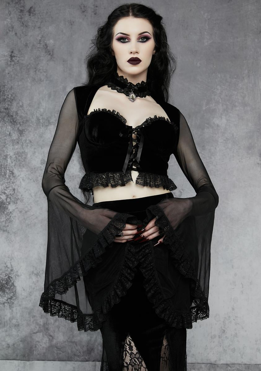 Private Misery Velvet Crop Top Widow,New Products : American Fashion Style Bags On Sale