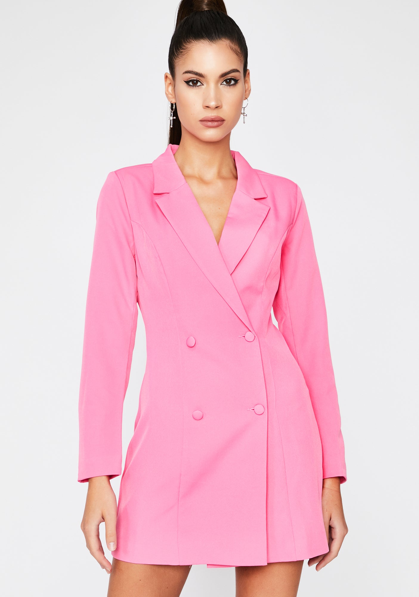 Blazer Mini Dress Double Breasted Buttons Pink – Dolls Kill