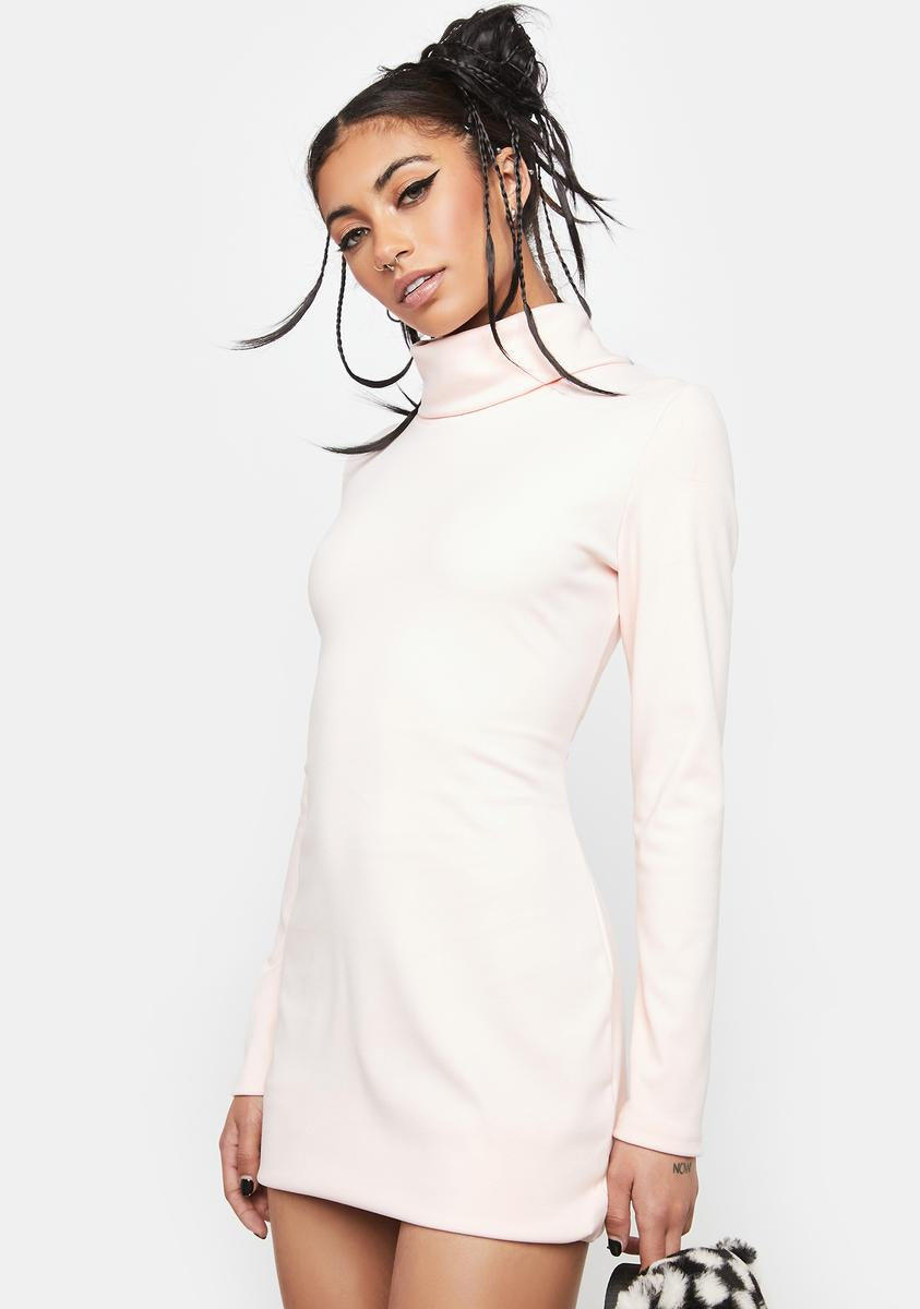 baby pink long sleeve turtle neck dress Light Sweater - Ribbed Knit Dress - Turtleneck Sweater The fabric is not only lightweight AFRM long sleeve turtleneck midi