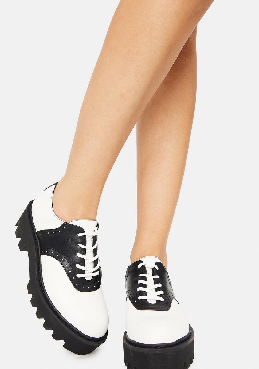 Current Mood Two Tone Platform Oxford Shoes Black White Dolls Kill
