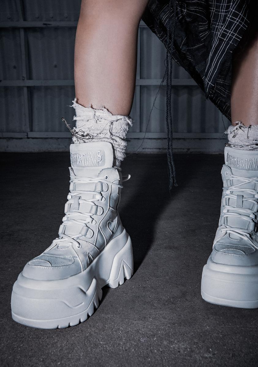 Darker Wavs Suede High Top Platform Sneakers Off White Dolls Kill