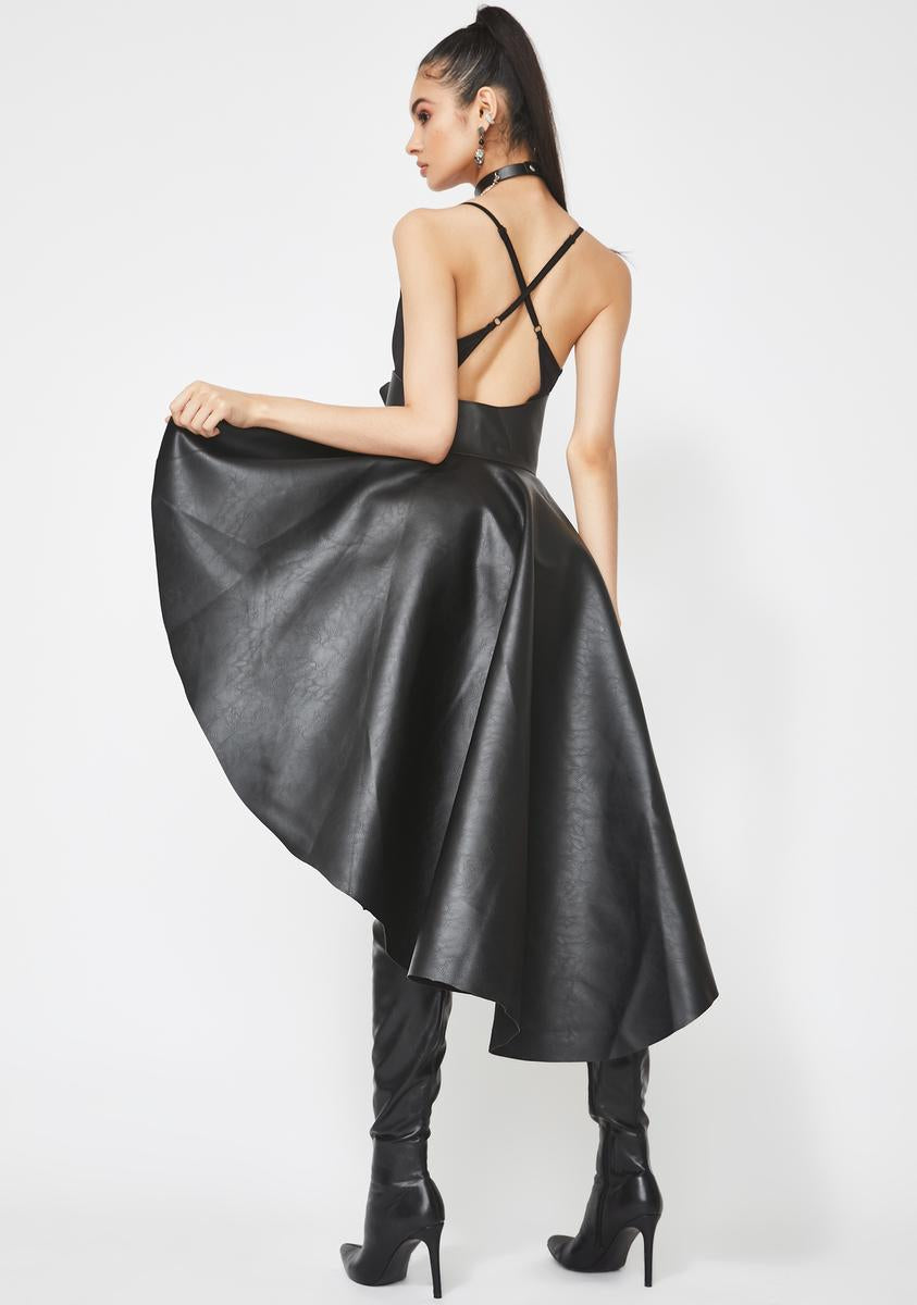 knee length dresses for ladies Gothic Peplum Corset Mini Dress in Black Faux Leather with Tafta –  Wholesalenext main image 0