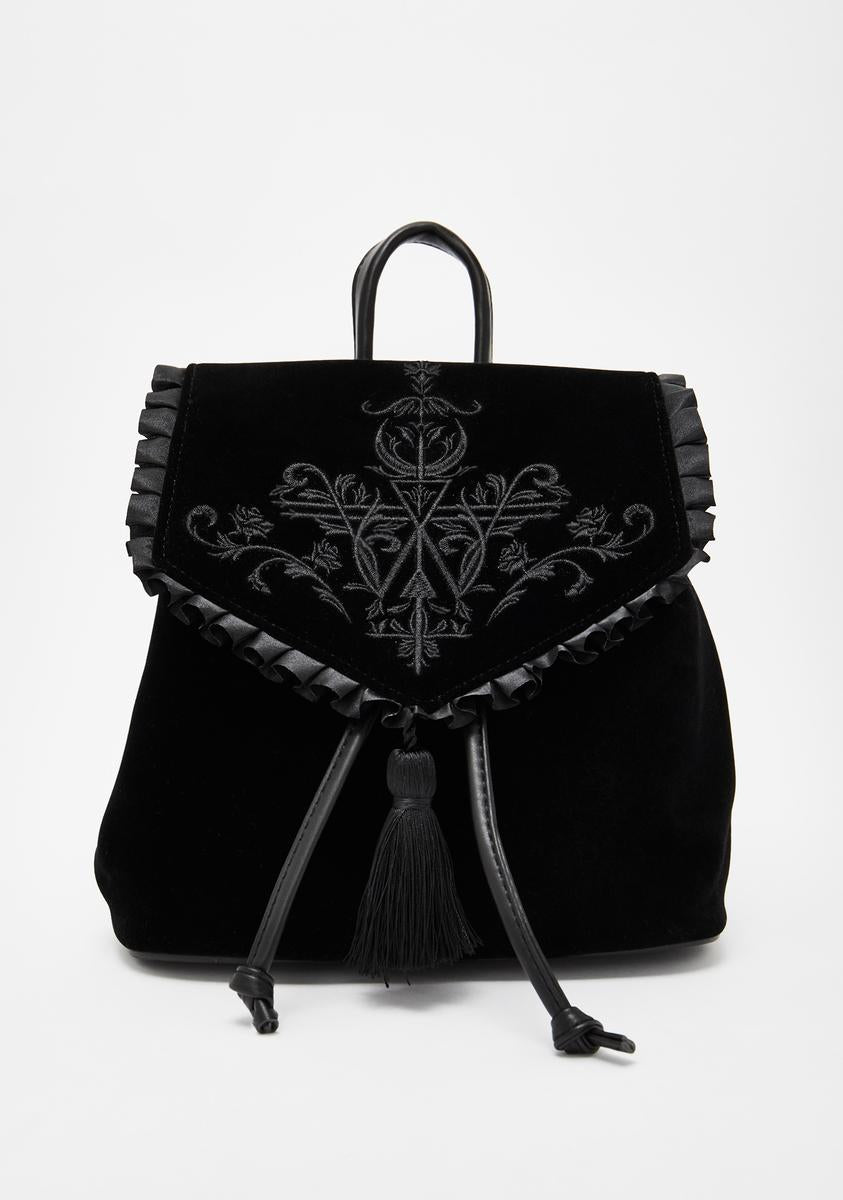 cornelia velvet mini backpack Widow Velvet Mini Backpack Black – Dolls Kill