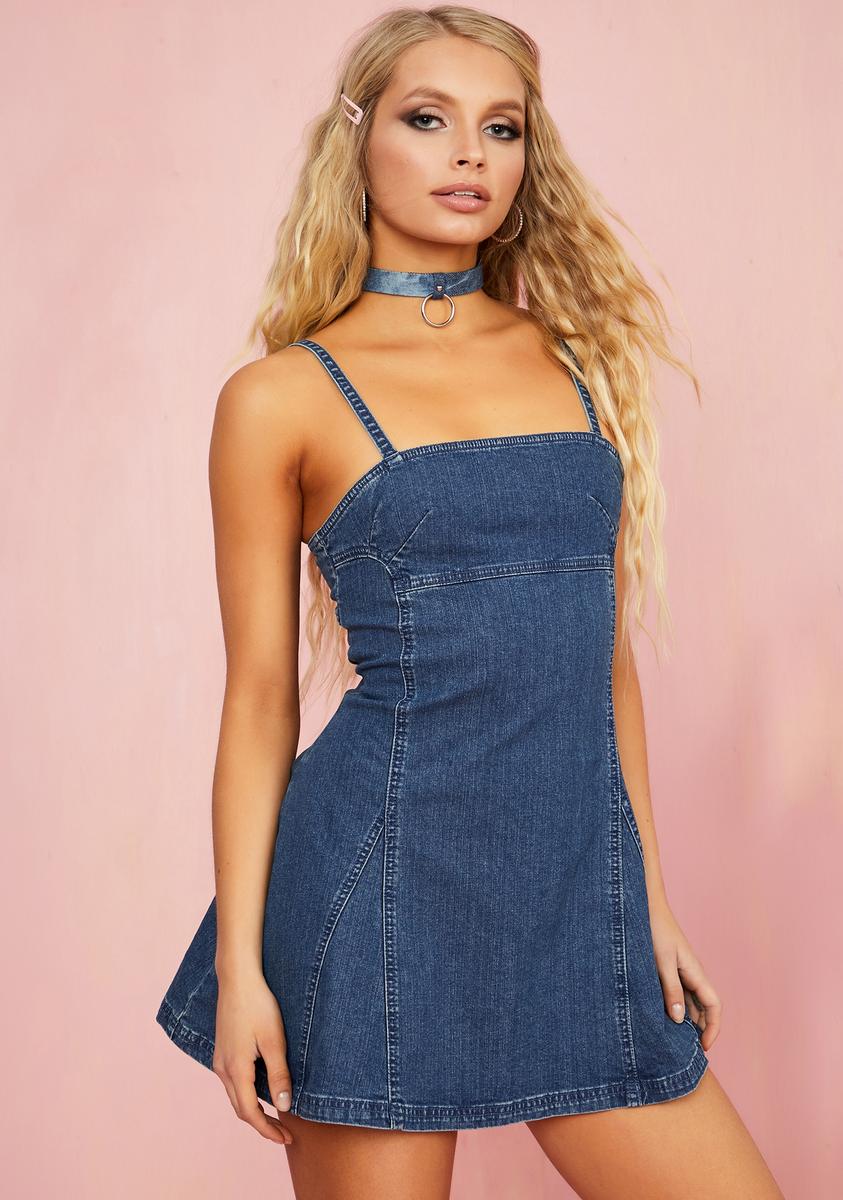 white christmas dresses Button Up Short Sleeve Mini Denim Dress Dusty Blue / M