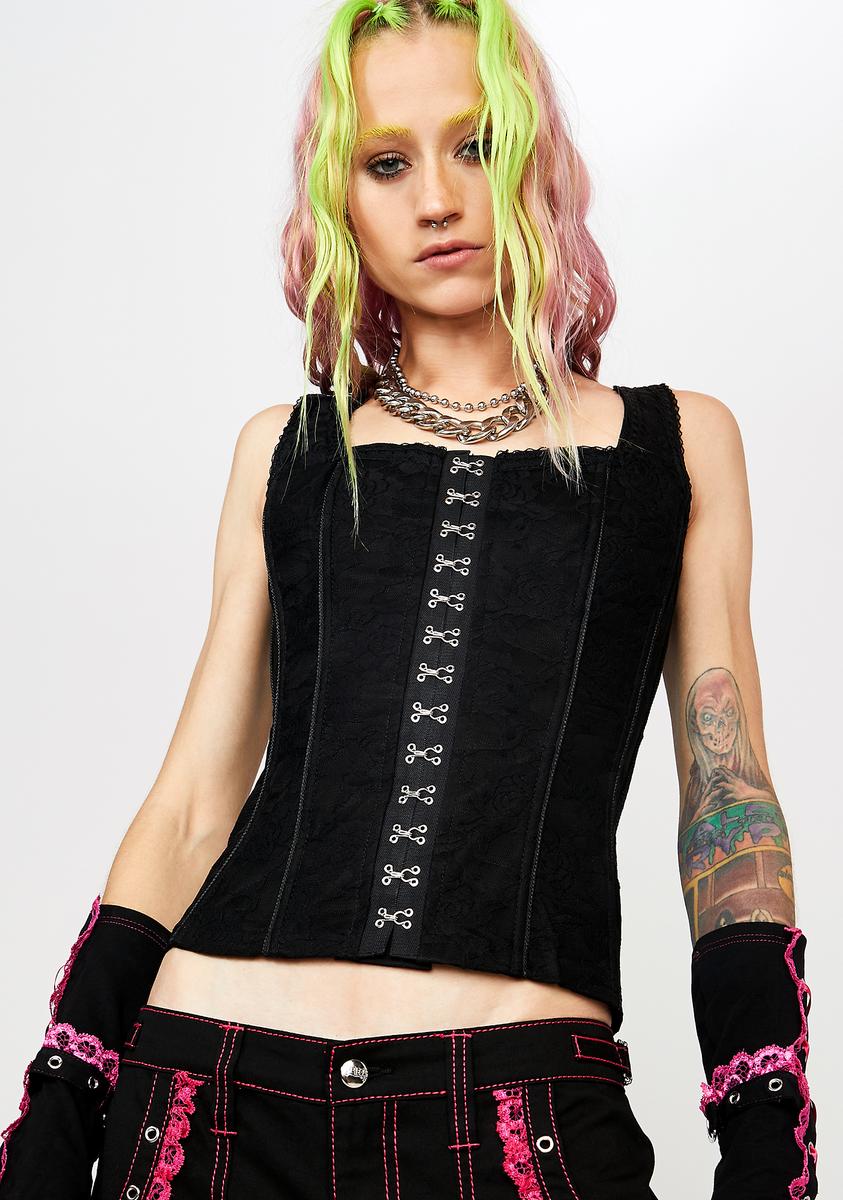 Tripp NYC Hook Eye Corset Top - Black – Dolls Kill