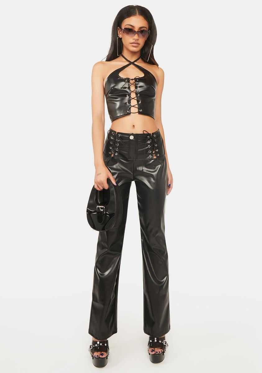Cut Out High Waist PU Leather Pants  SHEIN IN