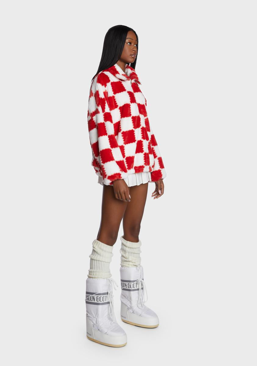 Checkered fluffy deals jacket
