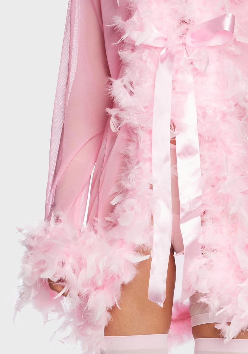 Baby Pink Feather Mesh Robe – Dolls Kill