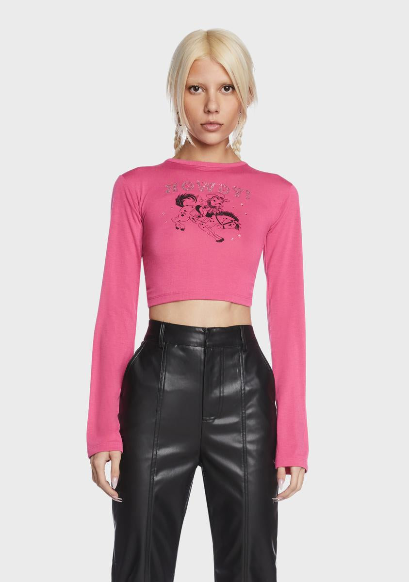Howdy Rhinestone Crop Top Daisy Street,New Products : American Fashion Style Bags On Sale