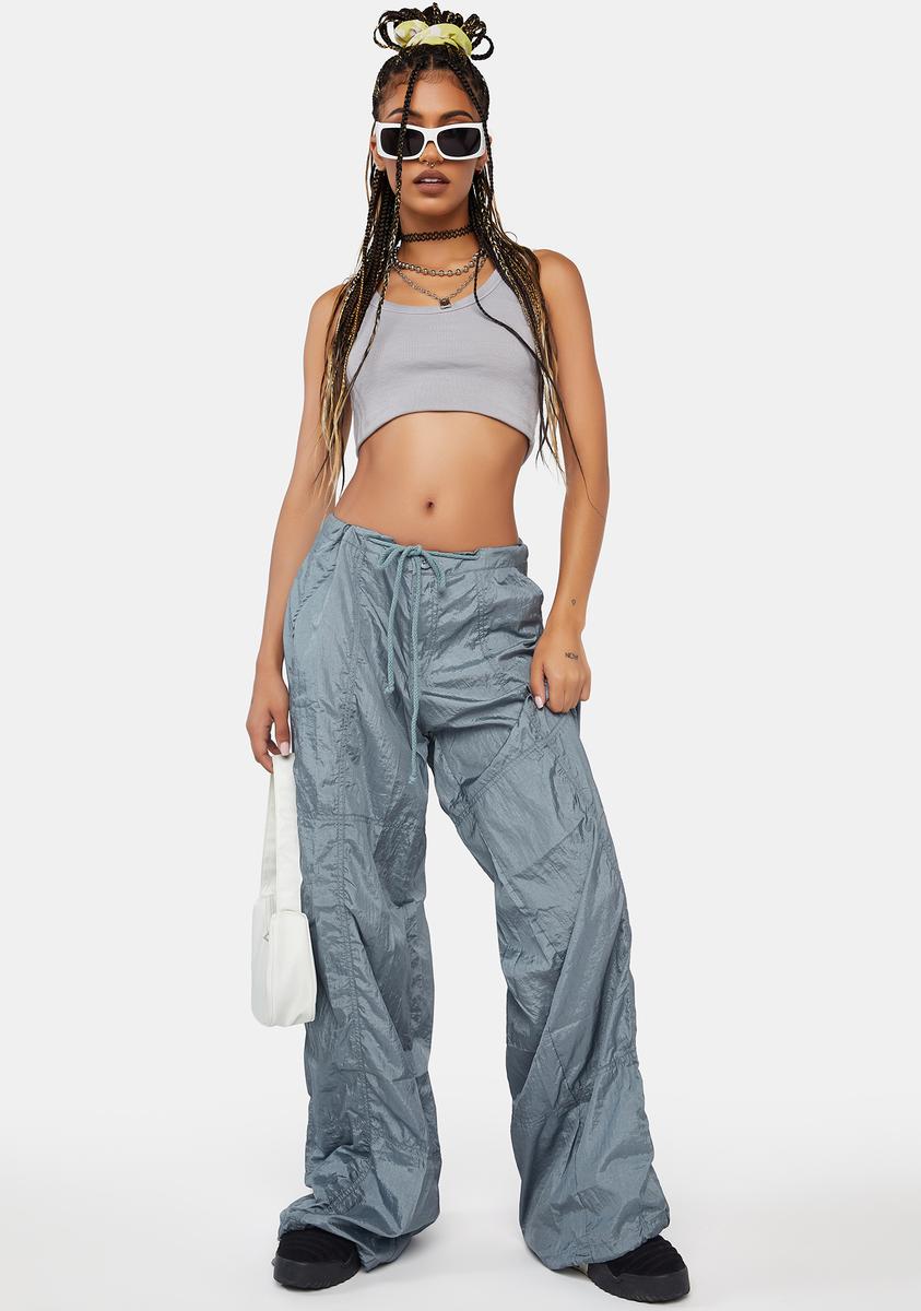 Motel Parachute Cargo Pants - Gray/Silver – Dolls Kill